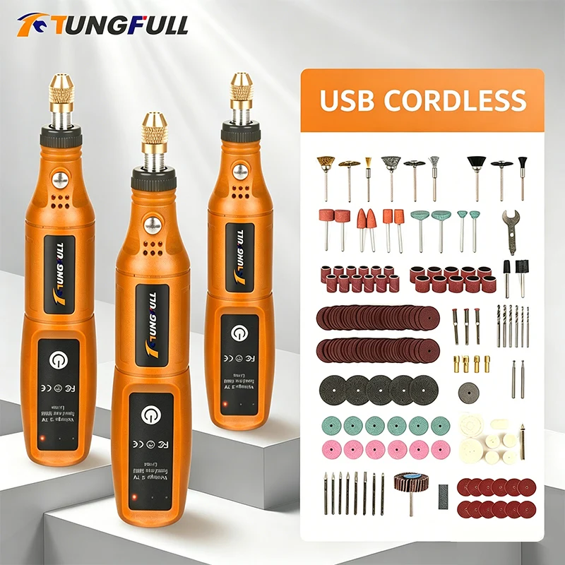 Power Tools Kit Set - TUNGFULL Mini Electric Grinder Wireless Rechargeable
