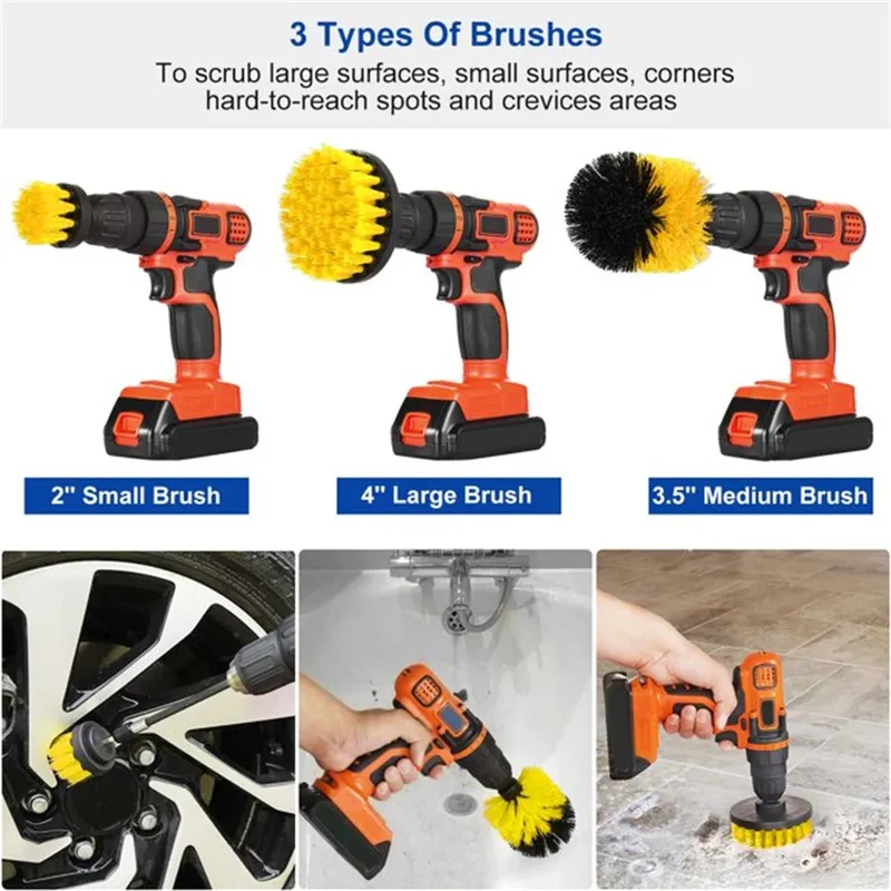 Power Tools Kit Set - 3 Pcs/Set Power Drill Brush Set